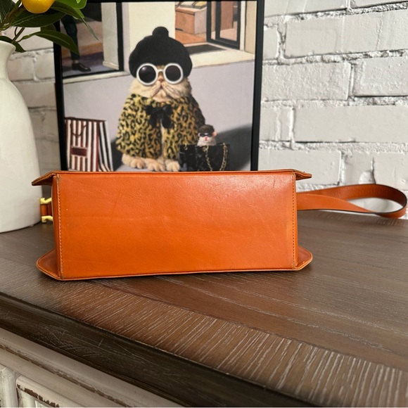 Salvatore Ferragamo Iconic Vintage Leather Crossbody in Orange - Picture 6 of 14